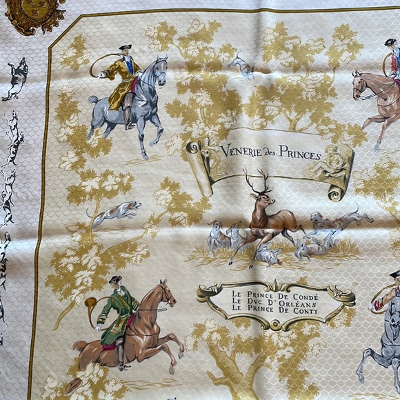 VINTAGE Hermes Silk Scarf Venerie Des Princes 1957 Silk Twill Charles Hallo - Picture 4 of 8